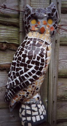 mosaic owl statue