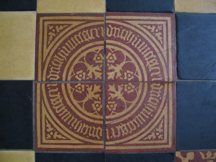 tile with gothic lettering