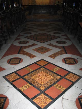 encaustic tiles on cathedral floor