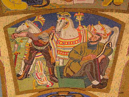 Mosaic of decorated horses