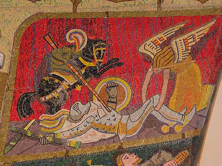 Mosaic of knights jousting 