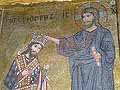 Mosaic of King Roger being crowned by Christ