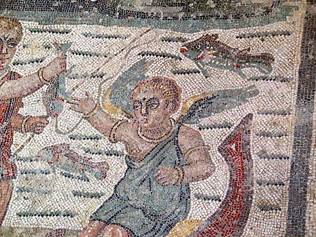 fishing cherubs mosaic