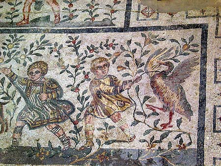 children hunting mosaic