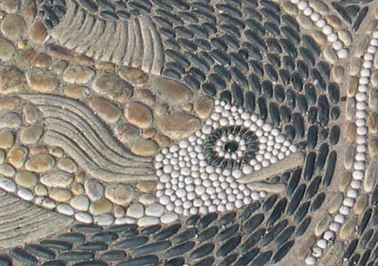 fish pebble mosaic